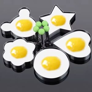 Green Handle Black Stainless Steel Egg Molds - 5 Shape Set - NEW